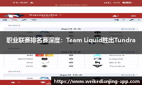 职业联赛排名赛深度：Team Liquid胜出Tundra